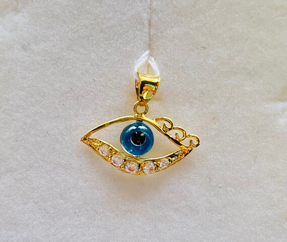 Evil Eye 22k Solid 916 Gold Pendant 