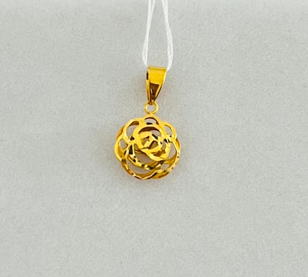 Genuine 22k Gold Shining Rose Cut Small Pendant 916 Gold Etsy