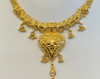 Indian Design Necklace Solid 22k Gold 
