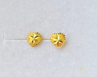 Solid 22k gold 916 gold hearts earrings earstuds