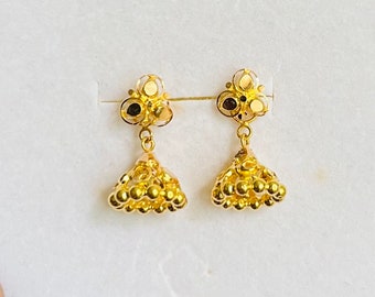 22k gold small size jimiki dangling Solid gold earrings 916 gold jhumki