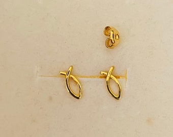 Solid 22k gold 916 gold wish bone earrings earstuds