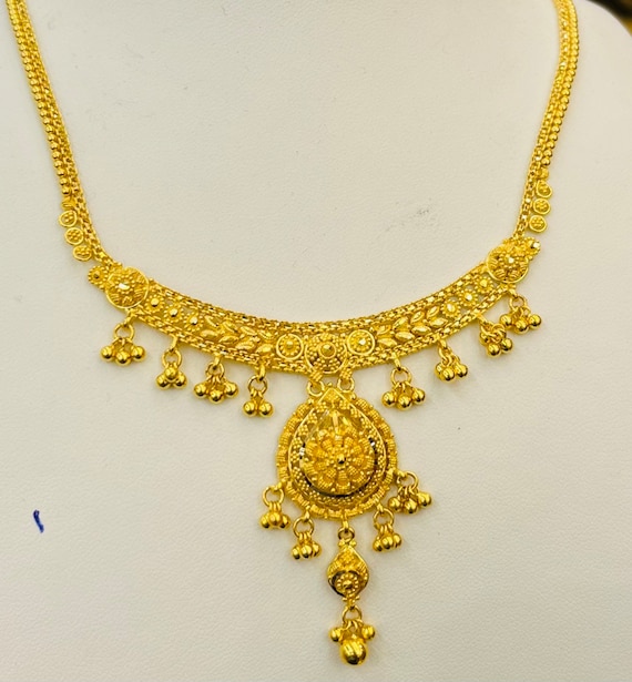 Indian Design Necklace Solid 22k Gold 916 Gold Choker Necklace