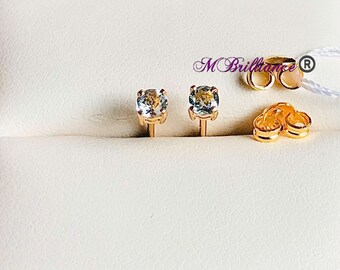 Natural sky blue Aquamarine Solid 22k gold 916 gold solitaire earrings earstuds