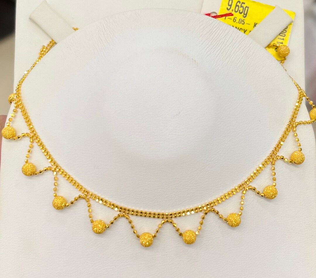 22k Solid Gold Fancy Sandy Balls Necklace 916 Gold - Etsy