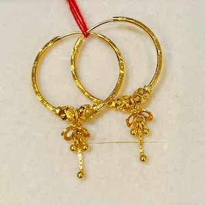 Solid 22k gold 916 gold dangling jimiki style bali earrings random rajkot design