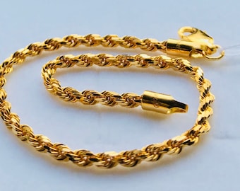 Solid Rope bracelet 22k 916 gold bracelet