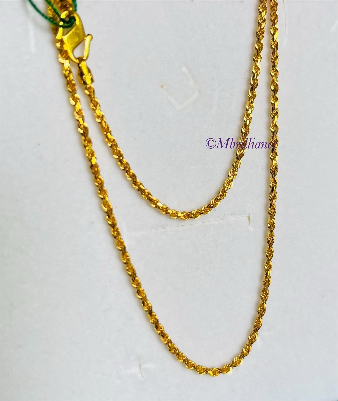 18” Solid 22k Gold 916 Gold Solid Rope Chain Necklace - Etsy