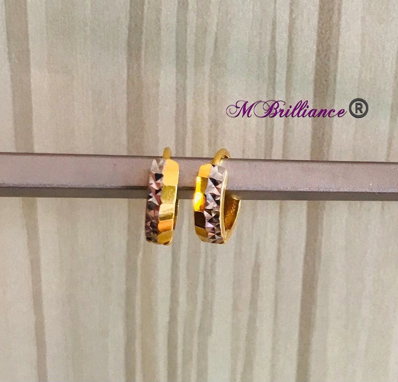 Genuine Solid 22k gold 2 tones earrings 916 gold