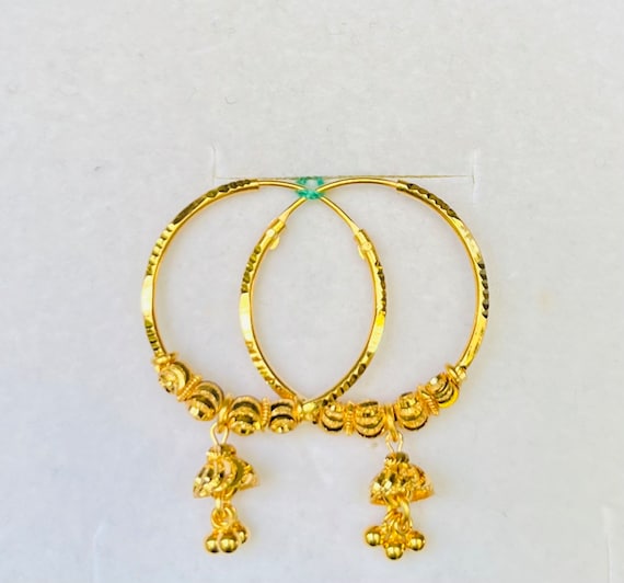 Genuine Gold Solid 22k Gold 916 Gold Dangling Jimiki Style Bali