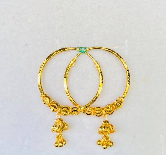 22k real gold gold hoop earrings designs - Bali earrings to look glam -  YouTube