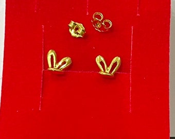 Solid 22k gold 916 gold bunny ears earrings earstuds