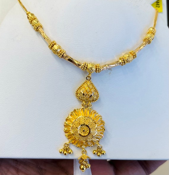 Indian Design Necklace Solid 22k Gold 