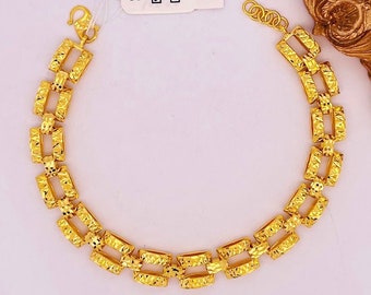 Solid 22k gold 916 gold flat link balls ro-Lex design bracelet