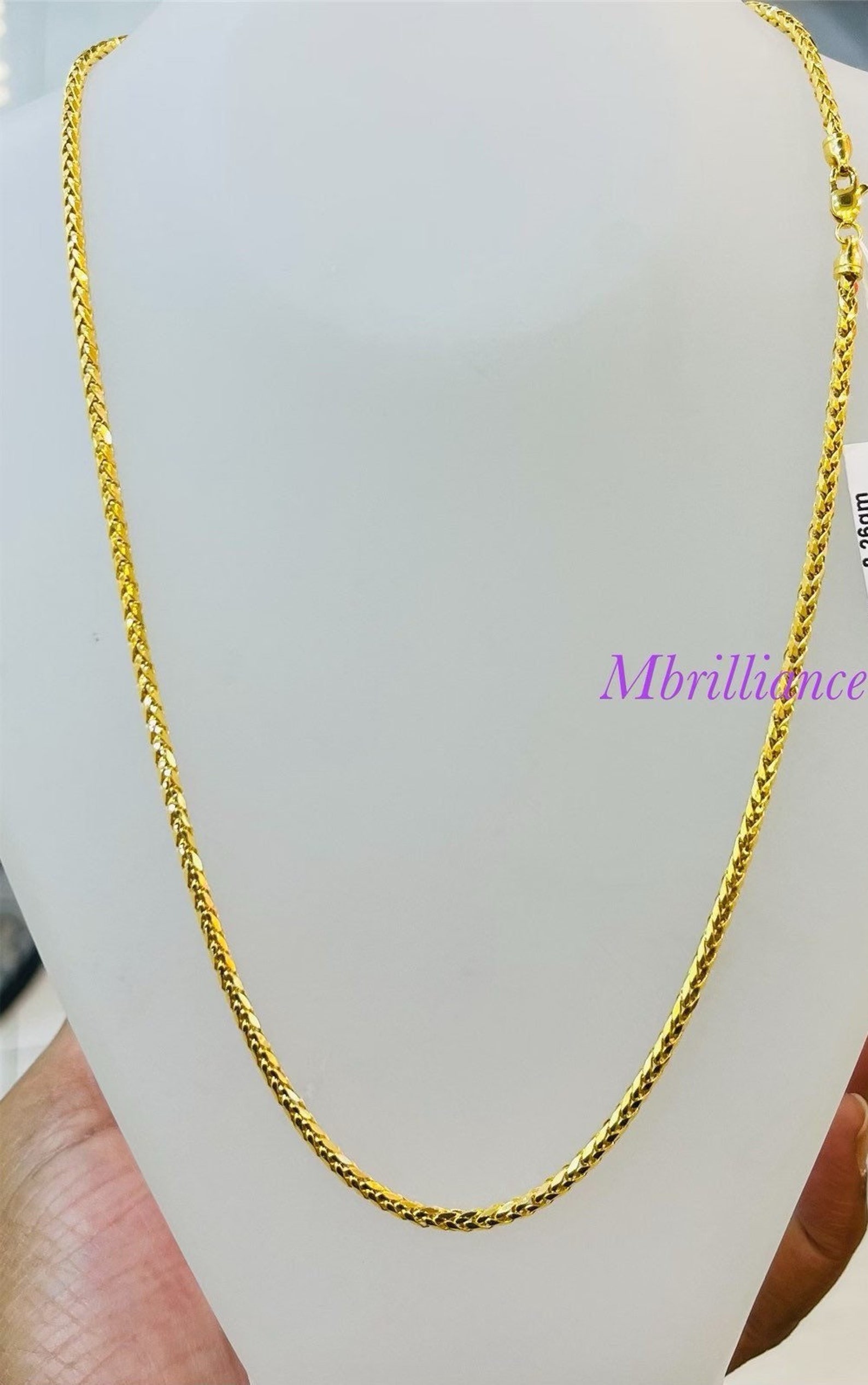 Wheat Gold Chain 22k Pure Gold 916 Gold Wheat Chain Necklace - Etsy