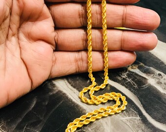23 Inches 22k Pure Gold 916 Gold Hollow 