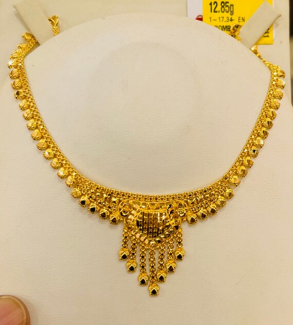 Indian Design Necklace Solid 22k Gold 