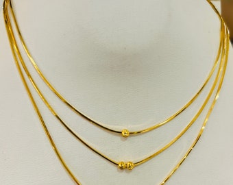 3 Layers Necklace Set Solid 22k Gold 