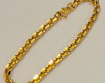 22k solid 916 gold cable chain bracelet pure 22k gold