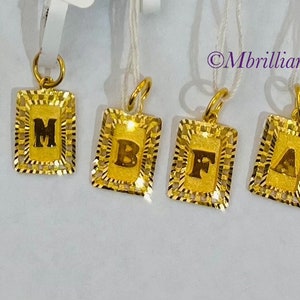 Dog tag pendant Solid pure 22k solid gold alphabet initial locket 916 Gold purity