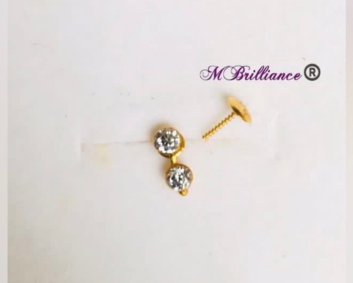 Nose Stud With Dangling Cz Stones 22k Solid Gold 916 Gold Mukuthi
