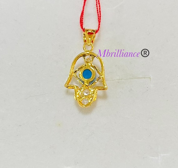 Hamsa Hand Evil Eye 22k Solid 916 Gold Pendant - Etsy