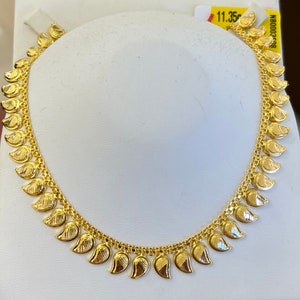 Solid 22k gold Indian mango design necklace  916 gold purity choker necklace