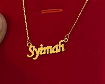 Collar con nombre en oro de 22 quilates: colgante personalizado de oro 916