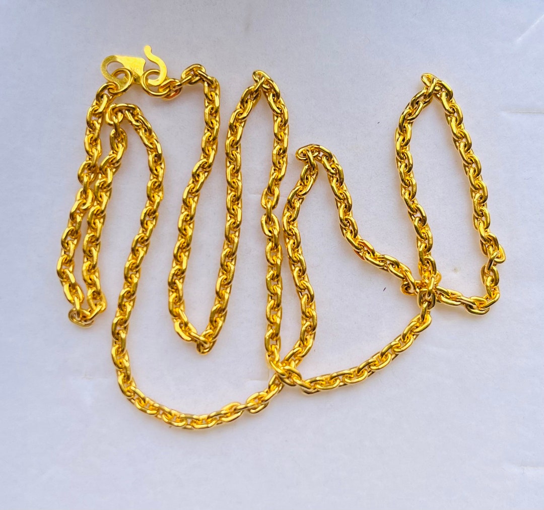Solid 22k Gold 916 Gold Cable Chain Necklace - Etsy