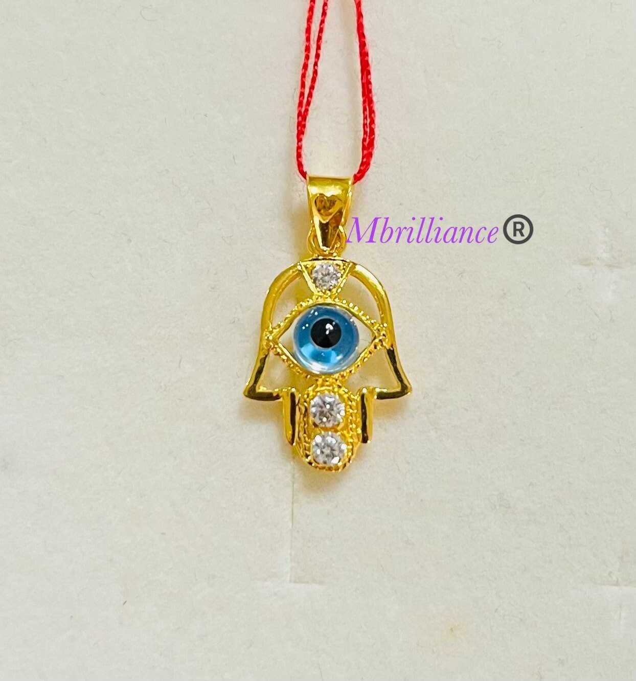 Hamsa Hand Evil Eye 22k Solid 916 Gold Pendant - Etsy