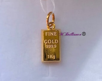 Gold bar 22k solid gold pendant 916 Gold