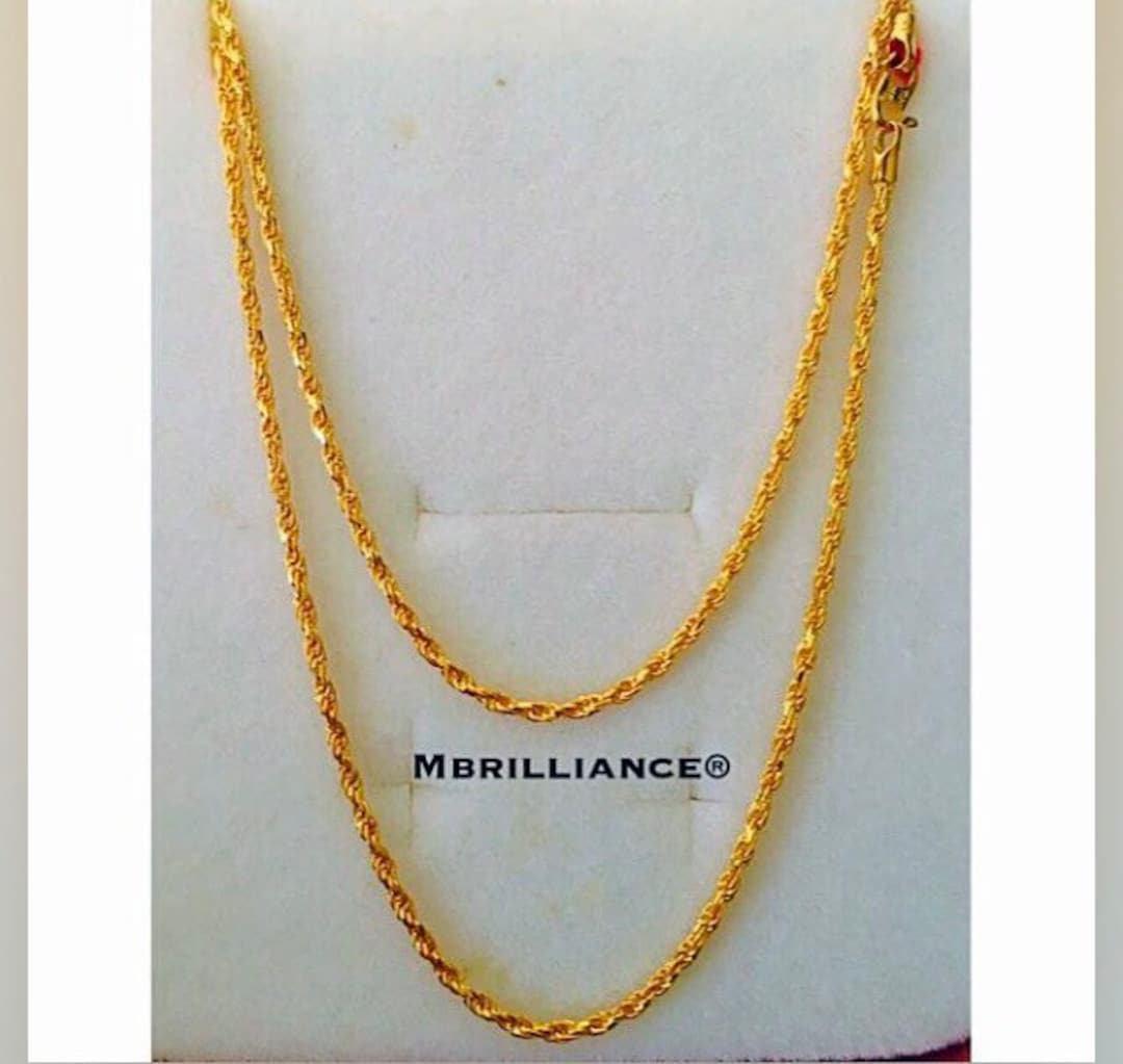 18” Solid 22k Gold 916 Gold Solid Rope Chain Necklace - Etsy