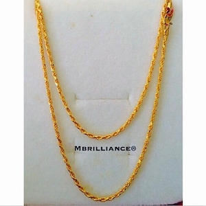 18” Solid 22k gold 916 gold solid rope chain necklace