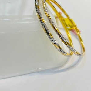22k solid 916 gold 2 tones round bangle pure 22k gold