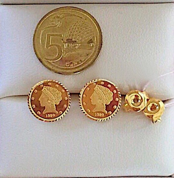 Solid 22k Gold Queen Coin Earstuds 916 Gold Earrings Etsy Solid 22k Gold Queen Coin Earstuds 916 Gold Earrings Etsy