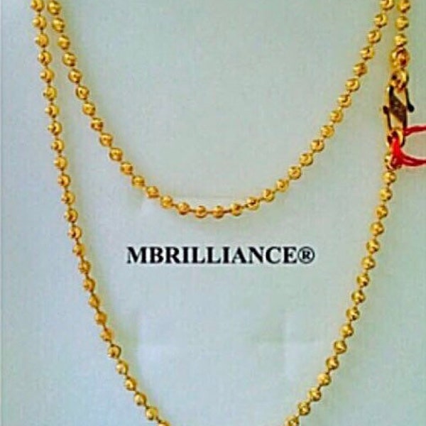 Solid 22k gold 916 gold beady chain necklace