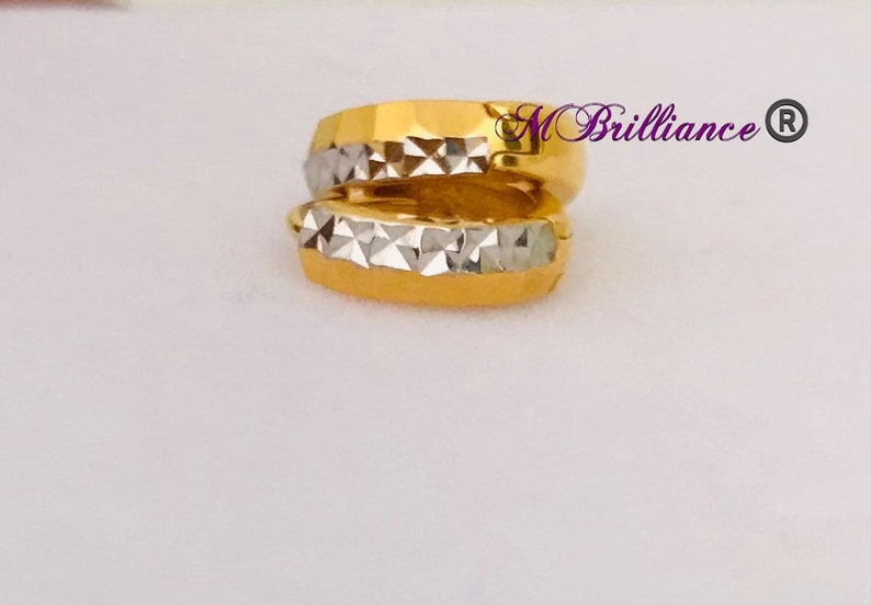 Genuine Solid 22k gold 2 tones earrings 916 gold