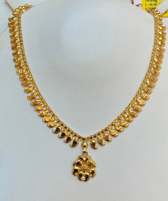 Indian Design Necklace Solid 22k Gold 