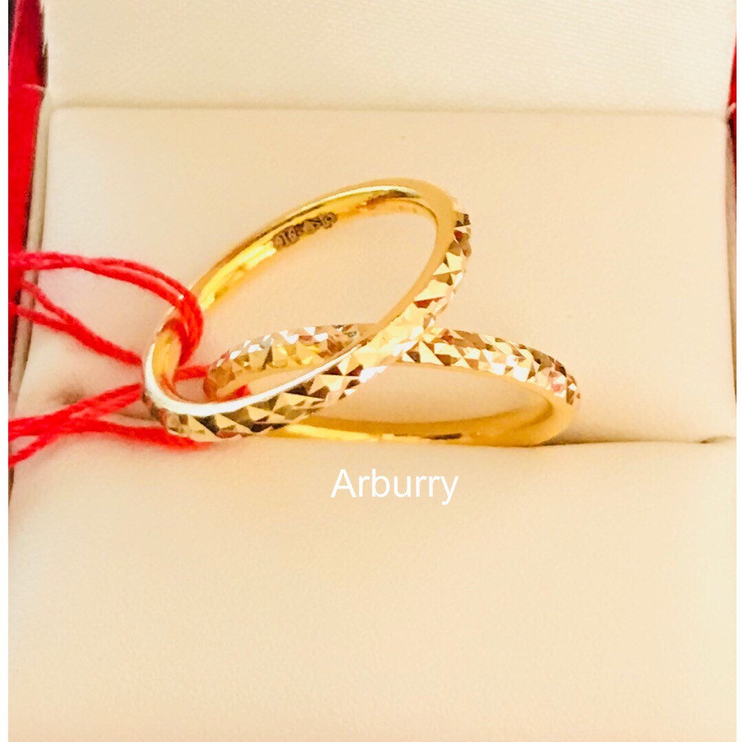 Shining Diamond Cut 22k 916 Gold Ring Etsy