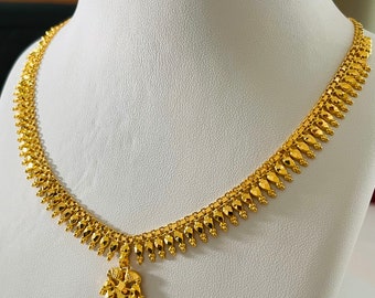 Indian Design Necklace Solid 22k Gold 916 Gold Bombay Necklace