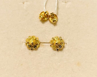 Flower earstuds Solid 22k gold earrings 916 gold