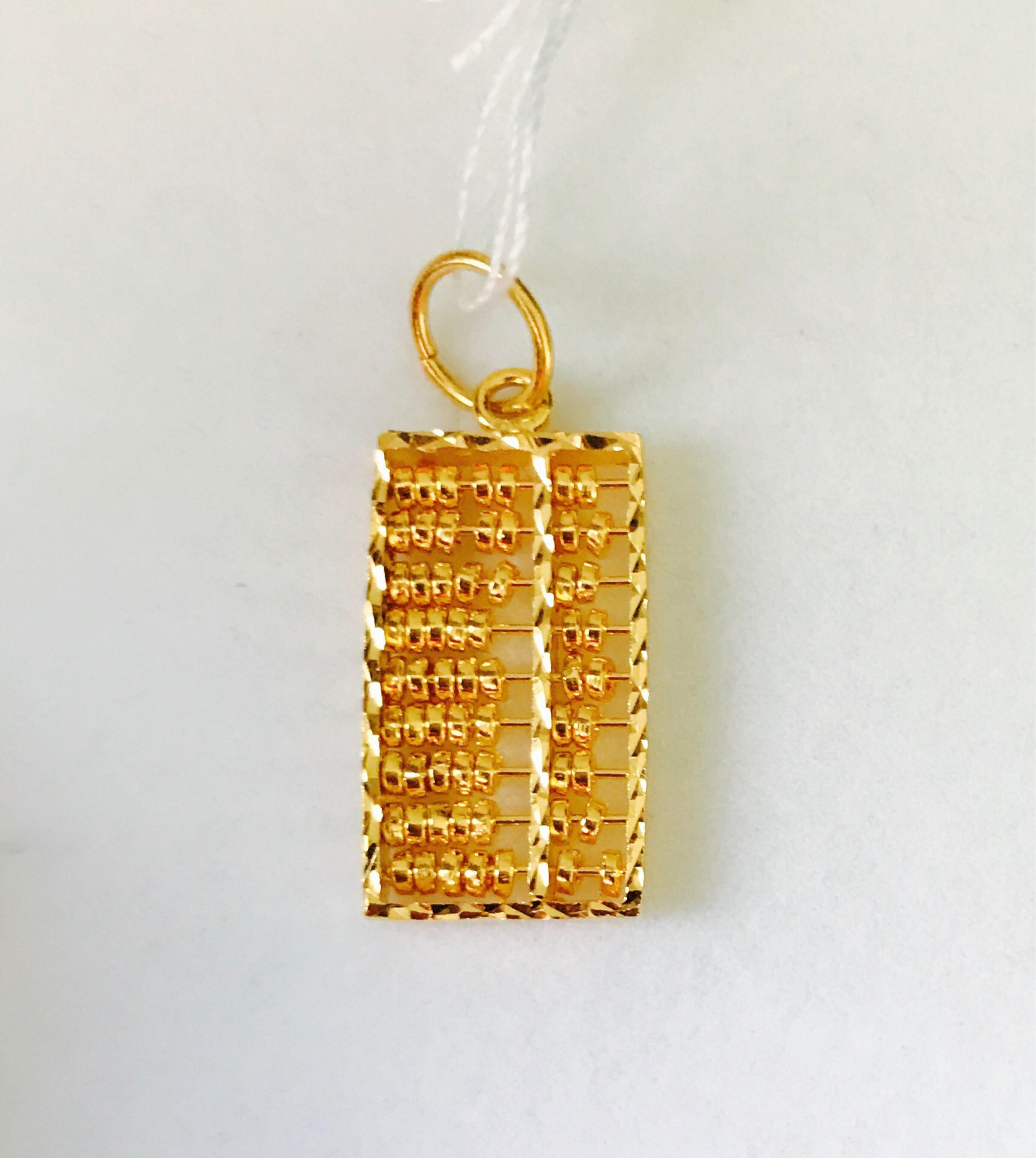 22k solid 916 gold abacus pendant genuine 22k gold