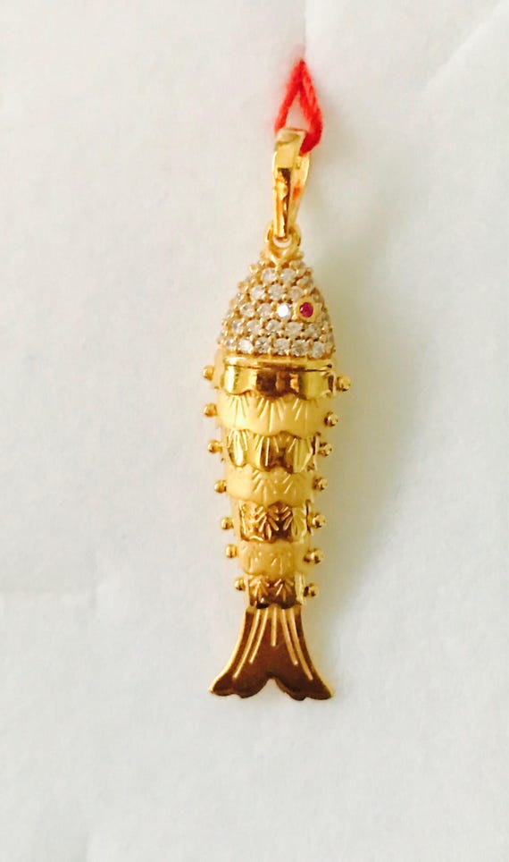 22k Solid 916 Gold Korean Fish Pendant Etsy