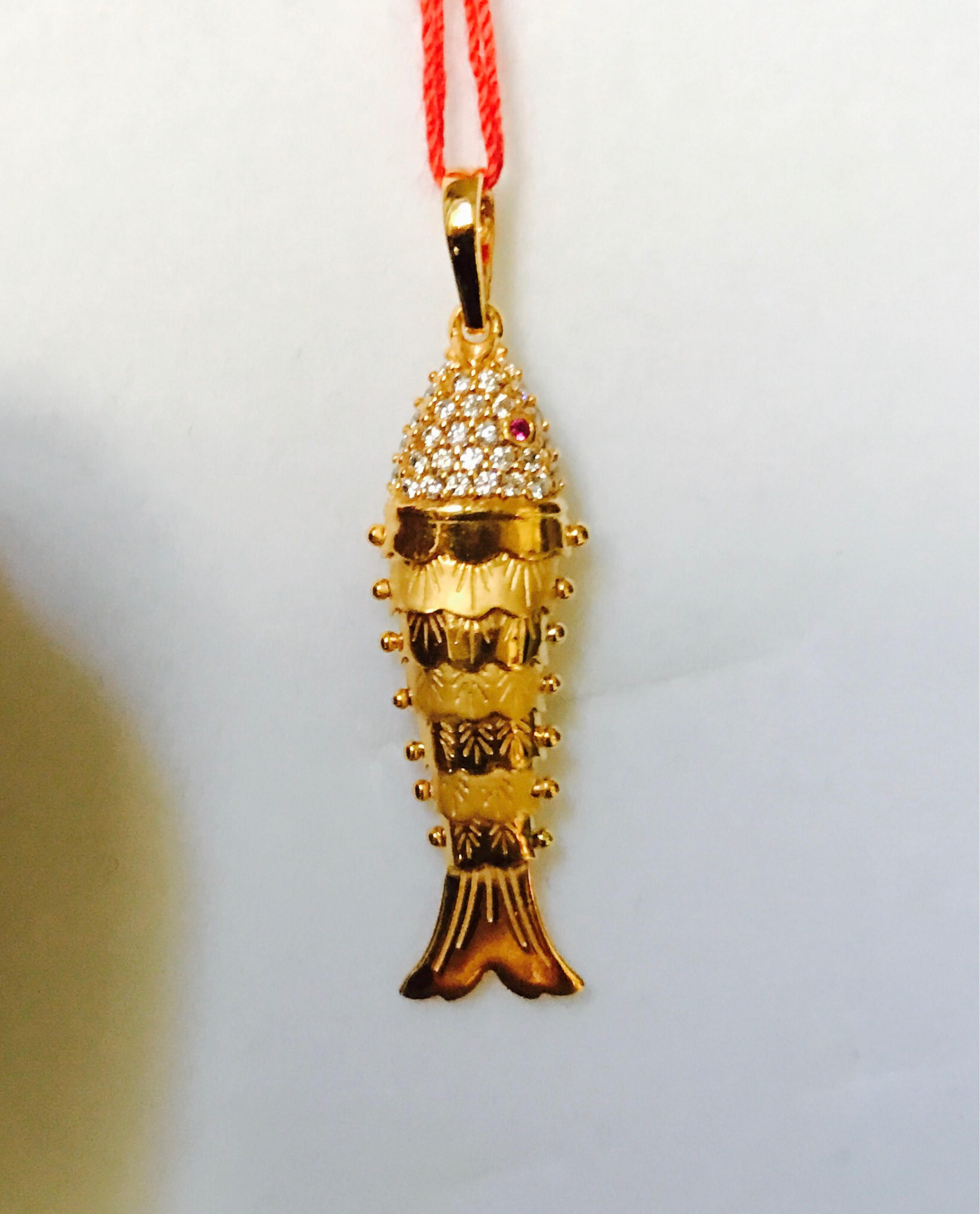 22k Solid 916 Gold Korean Fish Pendant Etsy