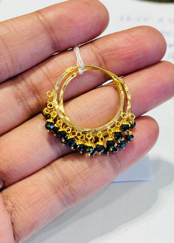 22k gold black beads earrings deals