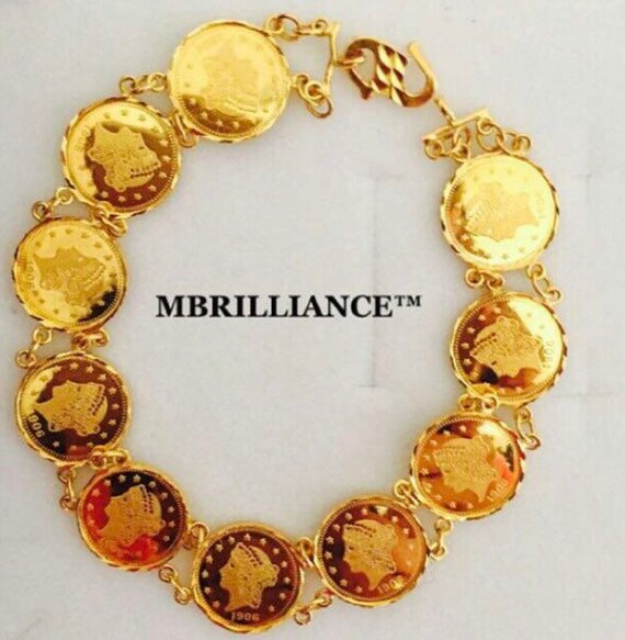 22k Solid 916 Gold Majestic Queen Coin Bracelet Etsy 22k Solid 916 Gold Majestic Queen Coin Bracelet Etsy