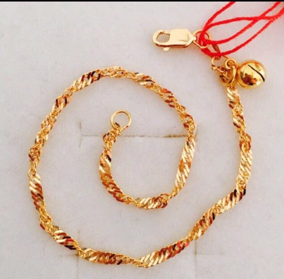 916 Gold 2mm Glitter Beaded Bracelet | Merlin Goldsmith