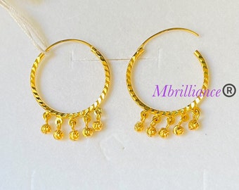 solid 22k gold beads bali earrings genuine 916 gold purity
