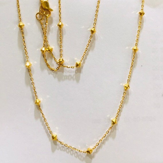 16 22k Gold 916 Gold Beads Chain Necklace Etsy