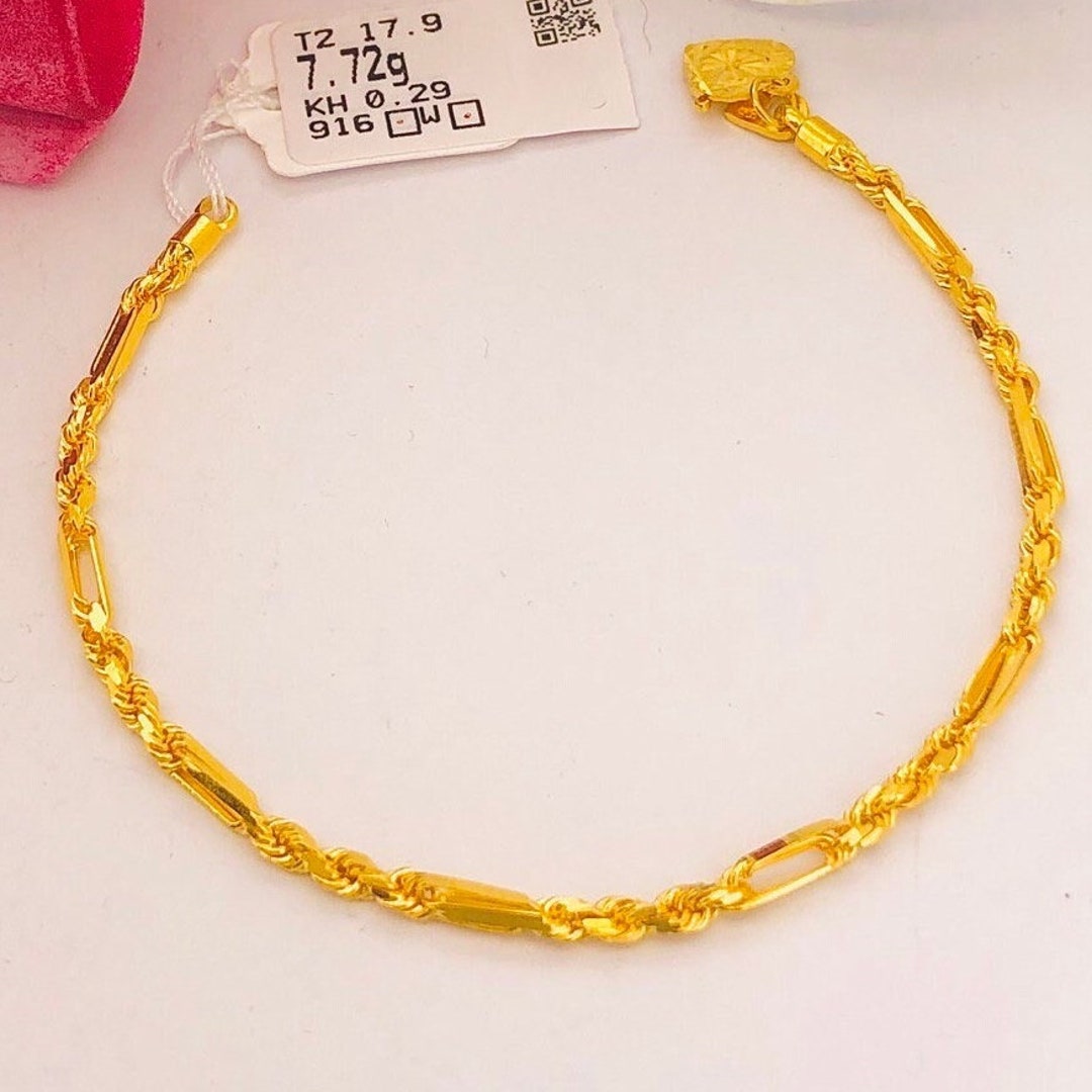 Authentic 22k Gold Solid Gold Rope Bracelet 22k Gold - Etsy
